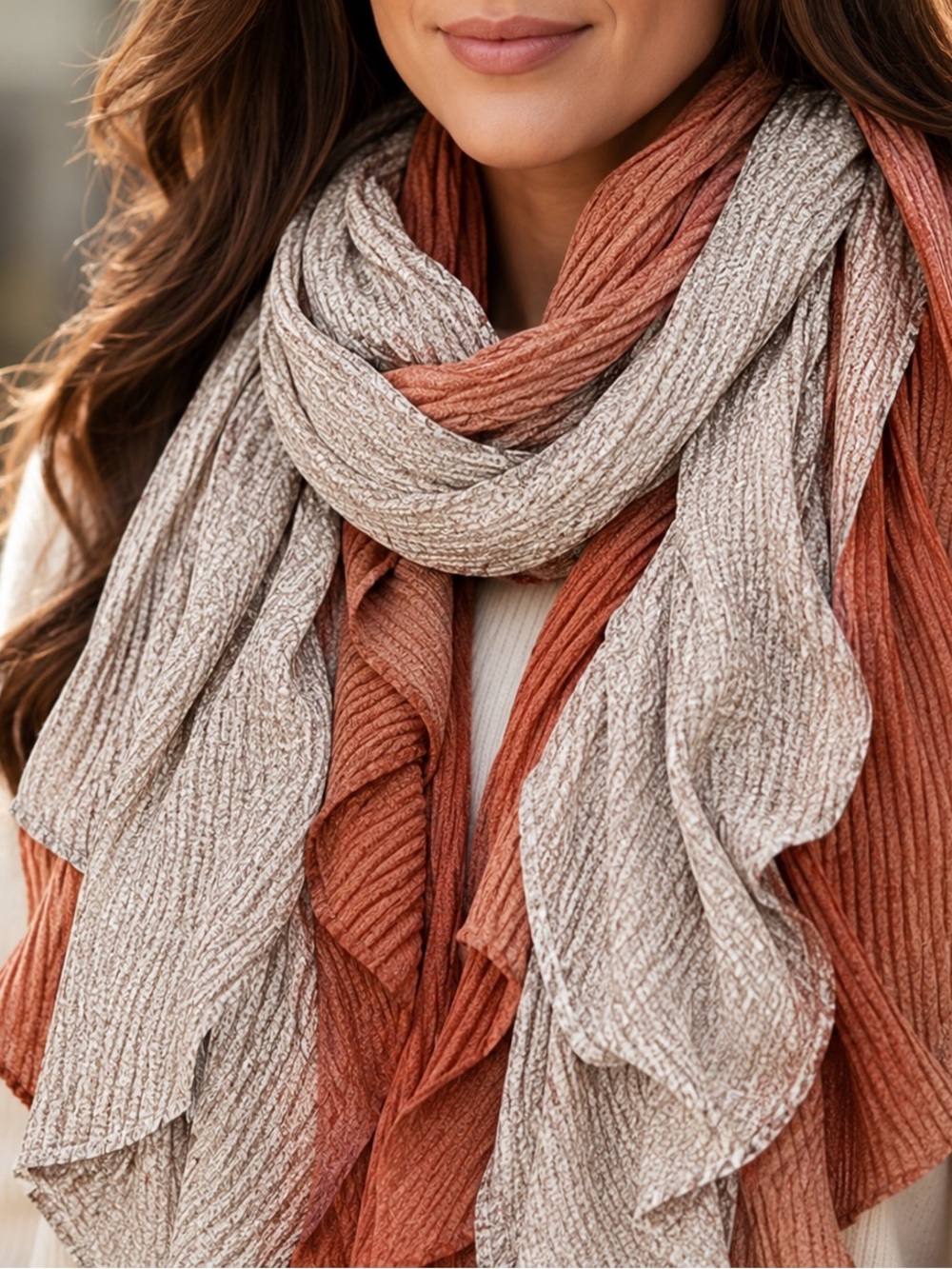 Lightweight Stripe fade Crinkle women Scarf